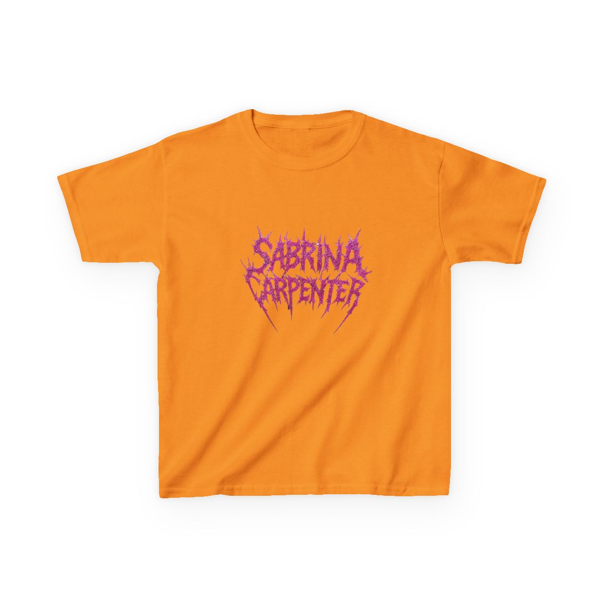 Sabrina Carpenter Death Metal Logo Pink Glitter Style Kids T-Shirt - alternate angle 5, merchandise