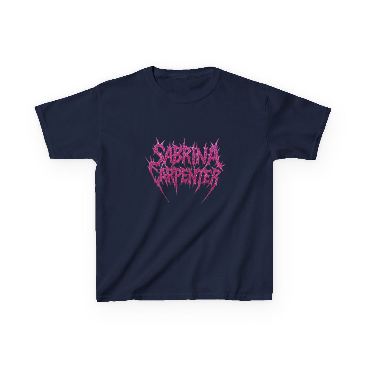 Sabrina Carpenter Death Metal Logo Pink Glitter Style Kids T-Shirt - alternate angle 4, merchandise