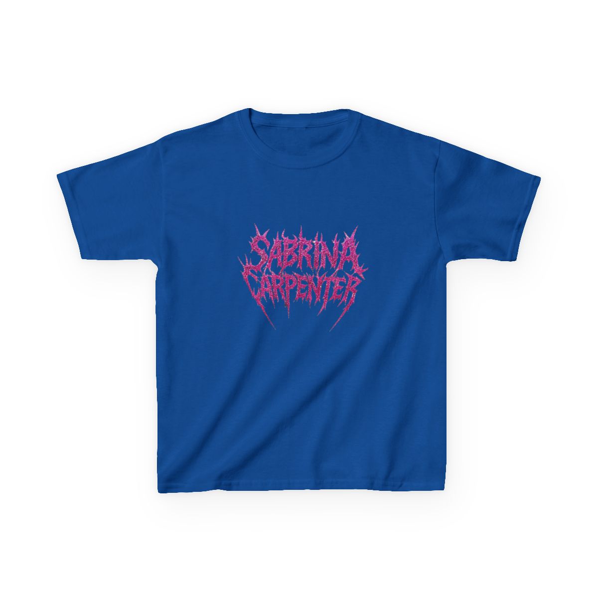 Sabrina Carpenter Death Metal Logo Pink Glitter Style Kids T-Shirt - alternate angle 2, merchandise