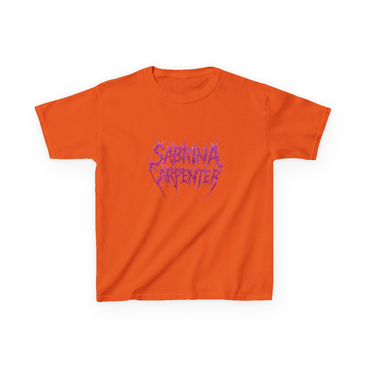 Sabrina Carpenter Death Metal Logo Pink Glitter Style Kids T-Shirt - alternate angle 3, merchandise