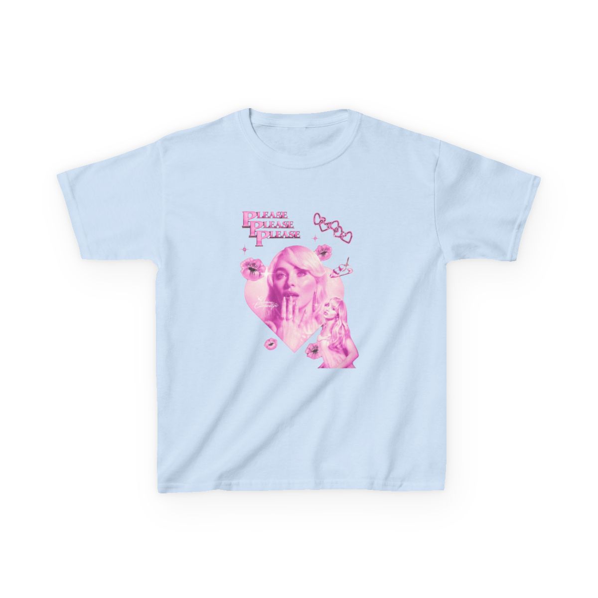 Sabrina Carpenter Please Please Please Vintage Collage Kids T-Shirt - alternate angle 2, merchandise