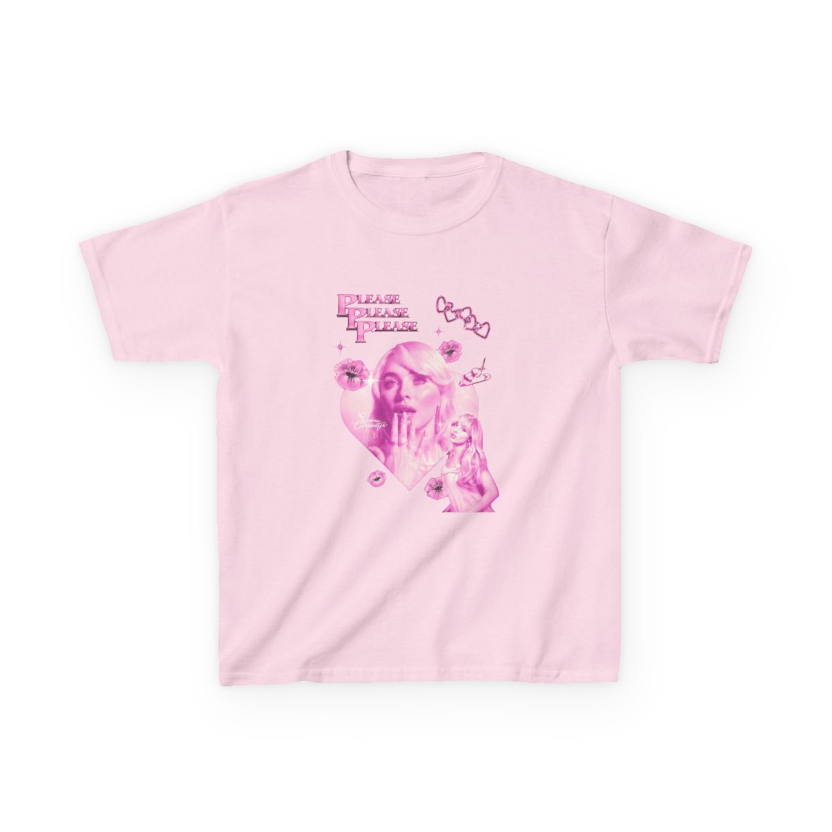 Sabrina Carpenter Please Please Please Vintage Collage Kids T-Shirt - alternate angle 2, merchandise
